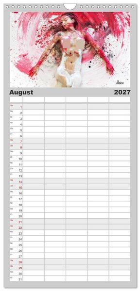 Produktbild: Familienplaner 2027 - FARBSPIELE - Akt im Feuerwerk der Farben mit 5 Spalten (Wandkalender, 21 x 45 cm) CALVENDO