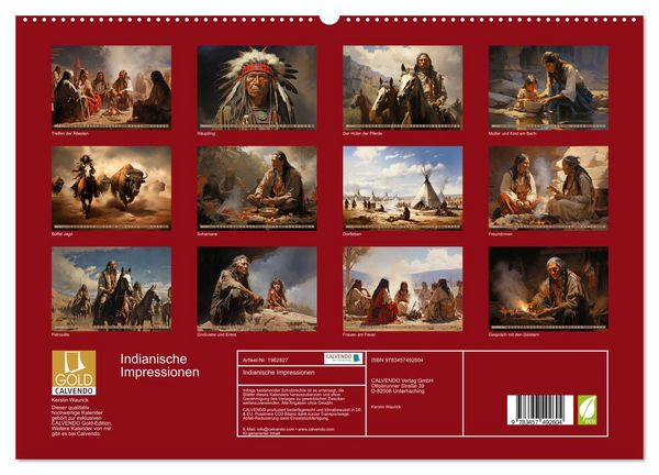 Produktbild: Indianische Impressionen (hochwertiger Premium Wandkalender 2026 DIN A2 quer), Kunstdruck in Hochglanz