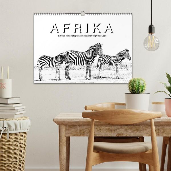 Produktbild: AFRIKA - Schwarz-weiss Fotografien im modernen "High Key" Look (Wandkalender 2026 DIN A3 quer), CALVENDO Monatskalender