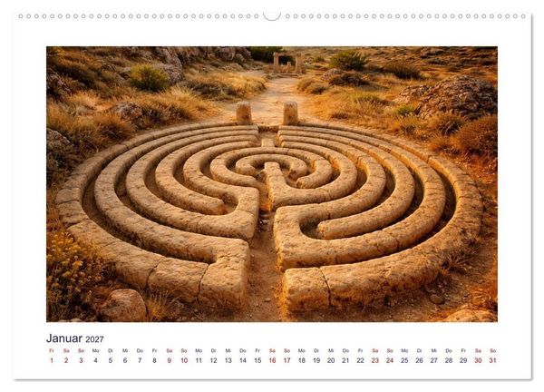 Produktbild: Mythologische Labyrinthe (hochwertiger Premium Wandkalender 2027 DIN A2 quer), Kunstdruck in Hochglanz