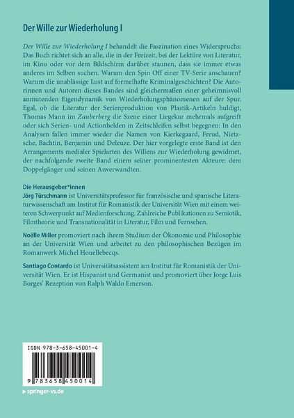 Produktbild: Der Wille zur Wiederholung I
