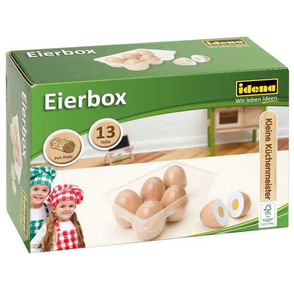 Produktbild: Idena Eierbox mit 6 Eiern aus Holz schneidbar