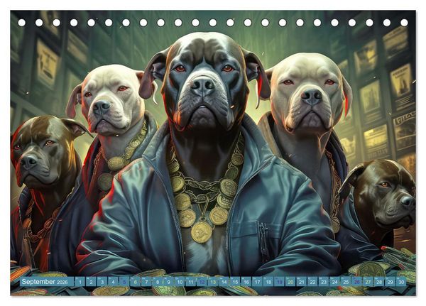 Produktbild: Gangsterhunde - KI-Bilder (Tischkalender 2026 DIN A5 quer), CALVENDO Monatskalender