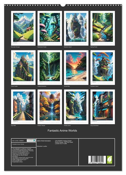 Produktbild: Fantastic Anime Worlds (High Quality Premium Wall Calendar 2026 DIN A2 portrait),CALVENDO 12 Month Wall Calendar