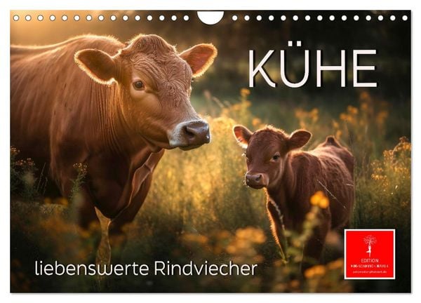 Kühe - liebenswerte Rindviecher (Wandkalender 2025 DIN A4 quer), CALVENDO Monatskalender