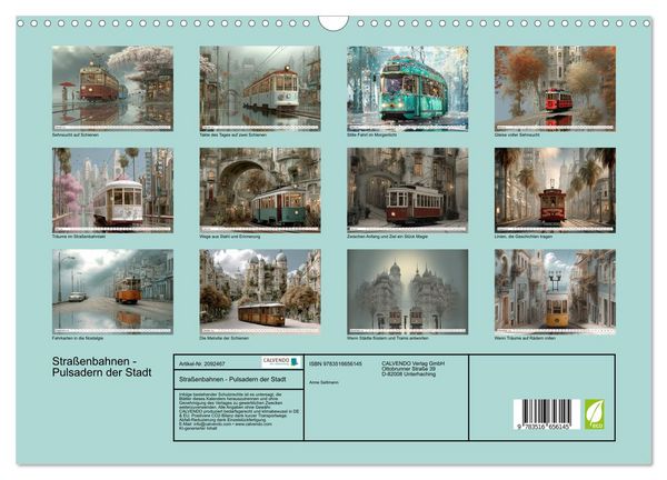 Produktbild: Stra&szlig;enbahnen - Pulsadern der Stadt (Wandkalender 2026 DIN A3 quer), CALVENDO Monatskalender