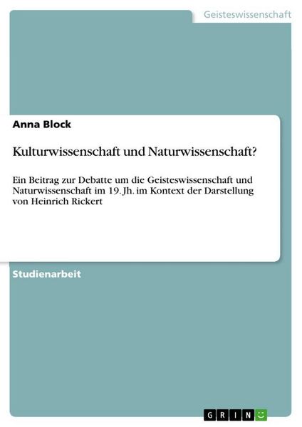 Produktbild: Kulturwissenschaft und Naturwissenschaft?