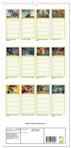 Produktbild: Familienplaner 2027 - Kaffee, Kabel, Katastrophen mit 5 Spalten (Wandkalender, 21 x 45 cm) CALVENDO