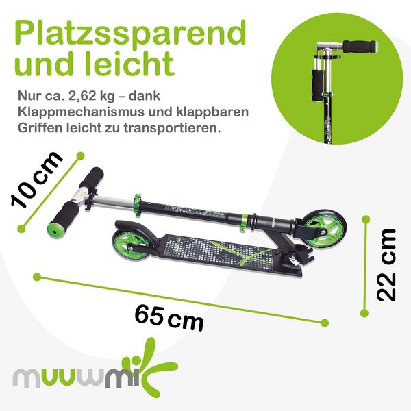 Produktbild: muuwmi Aluminium Scooter 125 mm schwarz-gr&uuml;n