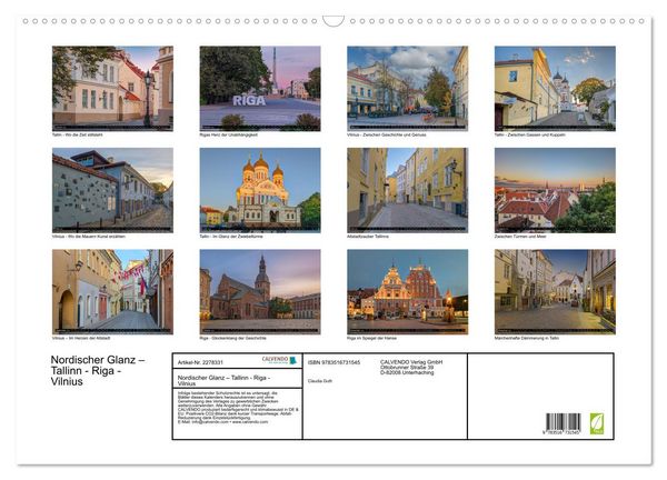 Produktbild: Nordischer Glanz &ndash; Tallinn - Riga - Vilnius (Wandkalender 2026 DIN A2 quer), CALVENDO Monatskalender
