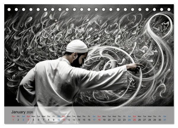 Produktbild: Arabic floating calligraphy as artwork (Desk Calendar 2026 DIN A5 landscape), CALVENDO 12 Month DeskCalendar