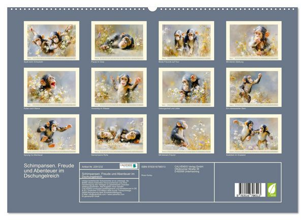 Produktbild: Schimpansen. Freude und Abenteuer im Dschungelreich (hochwertiger Premium Wandkalender 2027 DIN A2 quer), Kunstdruck in Hochglanz