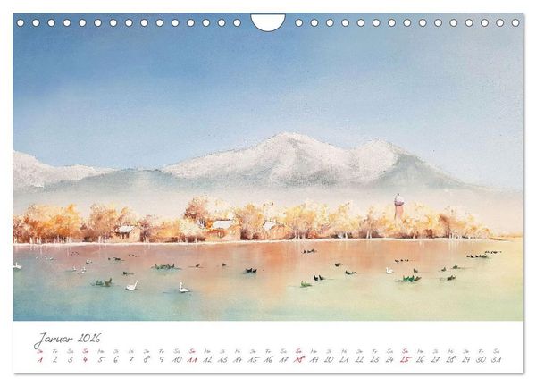 Produktbild: Oberbayerns Seen in Farbe - mit Pinsel und Farbe an den Ufern bayerischer Seen (Wandkalender 2026 DIN A4 quer), CALVENDO Monatskalender