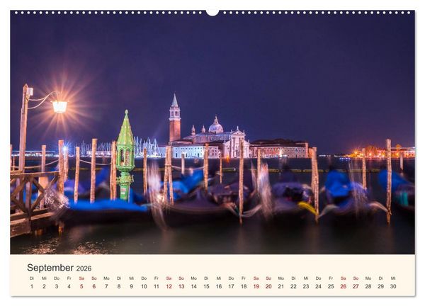 Produktbild: Venedig bei Tag und Nacht (hochwertiger Premium Wandkalender 2026 DIN A2 quer), Kunstdruck in Hochglanz