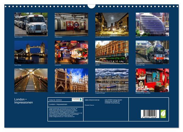 Produktbild: London &bull; Impressionen (Wandkalender 2026 DIN A3 quer), CALVENDO Monatskalender