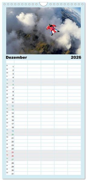 Produktbild: Familienplaner 2026 - Base Jumping Adrenalin- Kick mit 5 Spalten (Wandkalender, 21 x 45 cm) CALVENDO