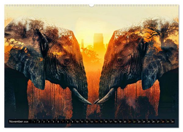 Produktbild: Elefanten - modern Art (Wandkalender 2026 DIN A2 quer), CALVENDO Monatskalender