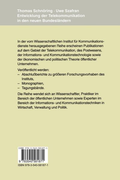 Produktbild: Entwicklung der Telekommunikation in den neuen Bundesl&auml;ndern