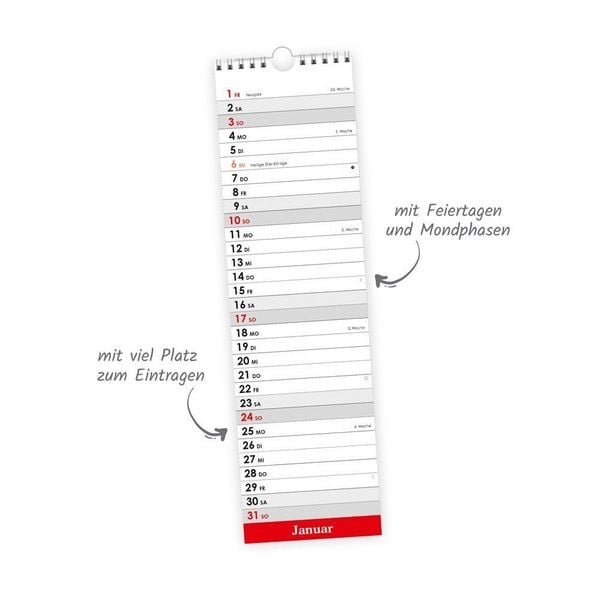 Produktbild: TR&Ouml;TSCH - Streifenkalender Mini Rot 2027