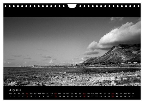Produktbild: Black and White Sicily (Wall Calendar 2026 DIN A4 landscape), CALVENDO 12 Month Wall Calendar