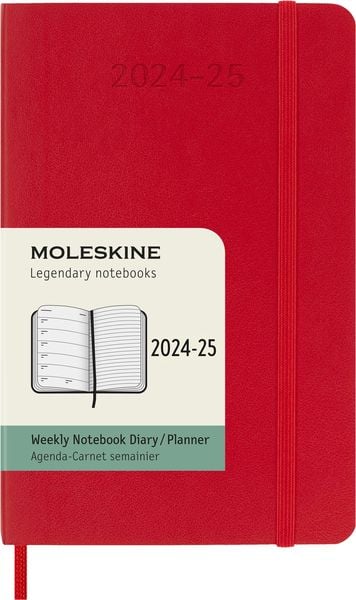 Moleskine 18 Monate Wochen Notizkalender 2024/2025, Pocket/A6, Weicher Einband, Scharlachrot