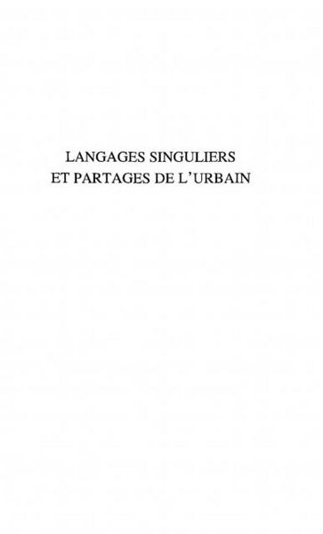 Produktbild: Langages Singuliers Et Partages De L'urbain