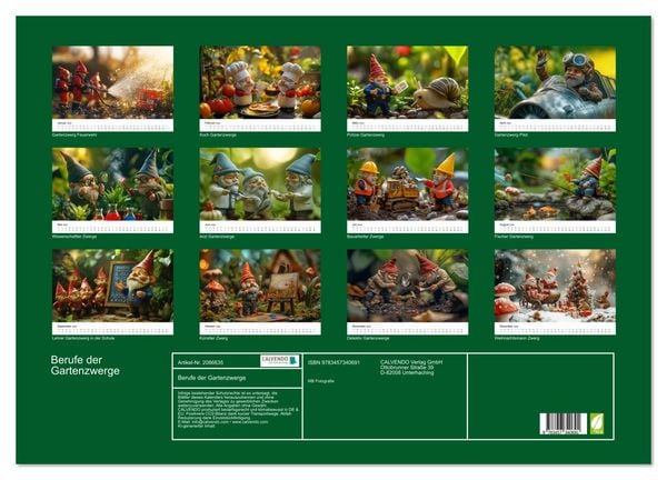 Produktbild: Berufe der Gartenzwerge (Wandkalender 2026 DIN A2 quer), CALVENDO Monatskalender