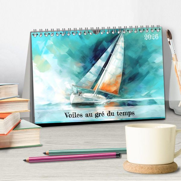 Produktbild: Voiles au gr&eacute; du temps (Calendrier de bureau 2026 DIN A5 vertical), CALVENDO calendrier mensuel