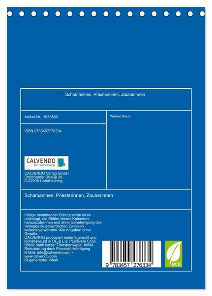 Produktbild: Schamaninen, Priesterinnen, Zauberinnen (Tischkalender 2026 DIN A5 hoch), CALVENDO Monatskalender