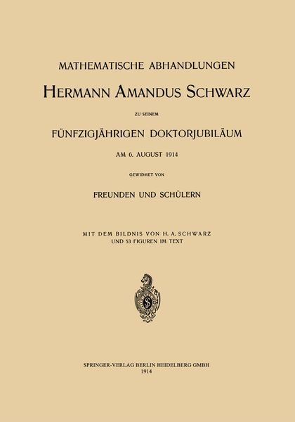 Produktbild: Mathematische Abhandlungen Hermann Amandus Schwarz