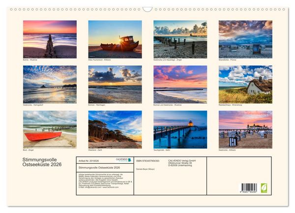 Produktbild: Stimmungsvolle Ostseek&uuml;ste 2026 (Wandkalender 2026 DIN A2 quer), CALVENDO Monatskalender