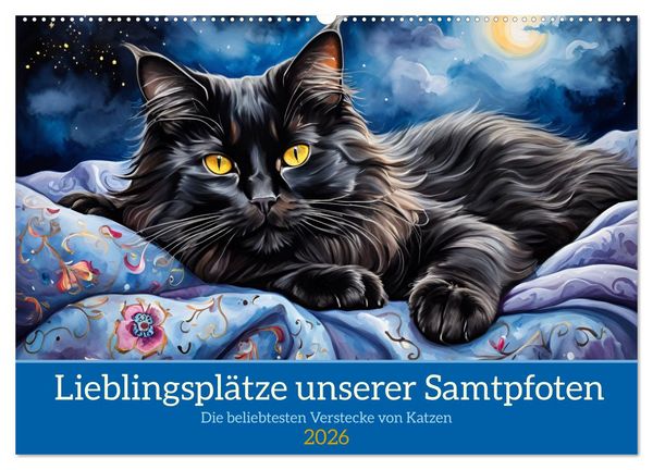 Produktbild: Lieblingspl&auml;tze unserer Samtpfoten (Wandkalender 2026 DIN A2 quer), CALVENDO Monatskalender