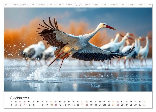 Produktbild: St&ouml;rche - Zeit f&uuml;r sch&ouml;ne Augenblicke (Wandkalender 2026 DIN A2 quer), CALVENDO Monatskalender