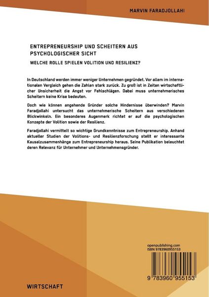 Produktbild: Entrepreneurship und Scheitern aus psychologischer Sicht. Welche Rolle spielen Volition und Resilienz?