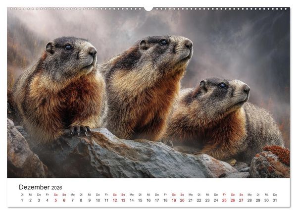 Produktbild: Alpenpl&uuml;sch - Mit Murmeltieren durchs Jahr (Wandkalender 2026 DIN A2 quer), CALVENDO Monatskalender