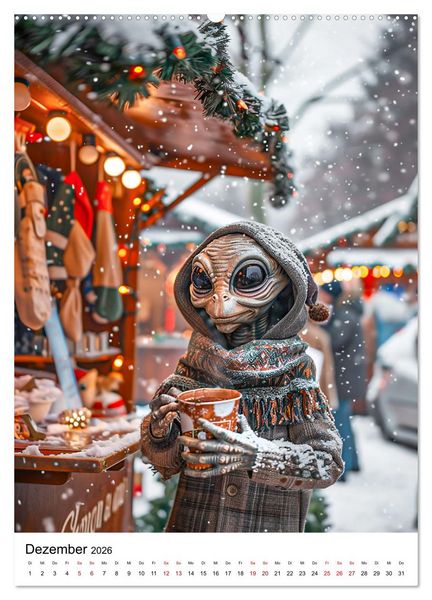 Produktbild: Aliens im Urlaub (hochwertiger Premium Wandkalender 2026 DIN A2 hoch), Kunstdruck in Hochglanz