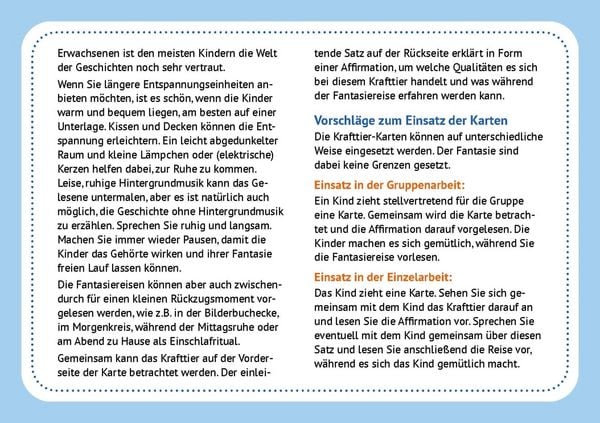 Produktbild: 30 Krafttier-Karten mit Fantasiereisen f&uuml;r Kinder von 4 bis 10