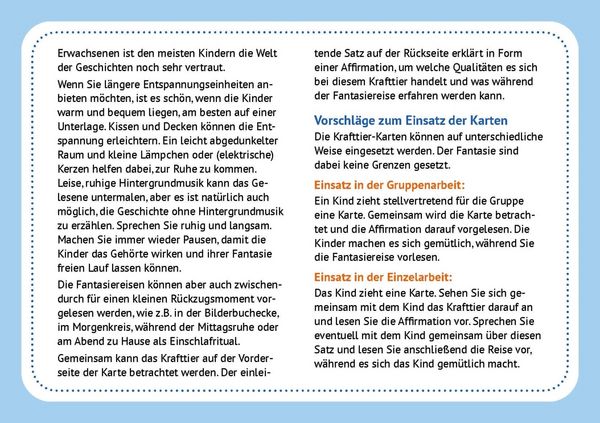 Produktbild: 30 Krafttier-Karten mit Fantasiereisen für Kinder von 4 bis 10
