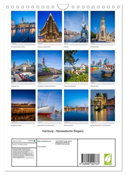 Produktbild: Hamburg - Hanseatische Eleganz (Wandkalender 2027 DIN A4 hoch), CALVENDO Monatskalender