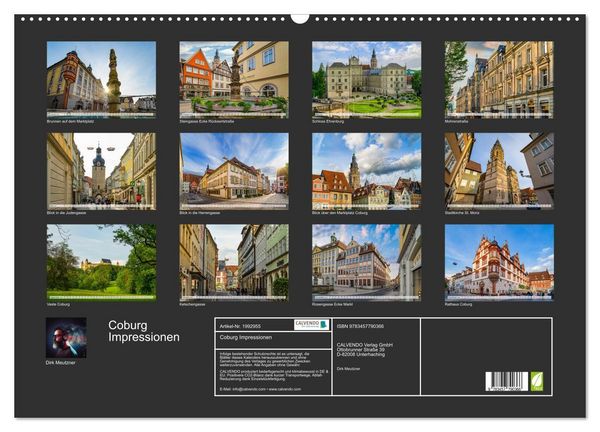 Produktbild: Coburg Impressionen (Wandkalender 2026 DIN A2 quer), CALVENDO Monatskalender