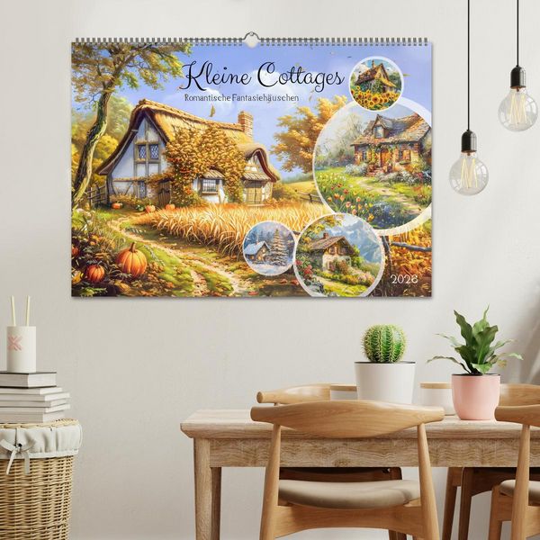 Produktbild: Kleine Cottages - Romantische Fantasieh&auml;uschen (Wandkalender 2026 DIN A2 quer), CALVENDO Monatskalender