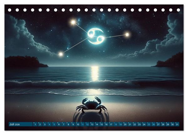Produktbild: Kosmische Sinfonie: Der Tanz der Sternzeichen (Tischkalender 2026 DIN A5 quer), CALVENDO Monatskalender