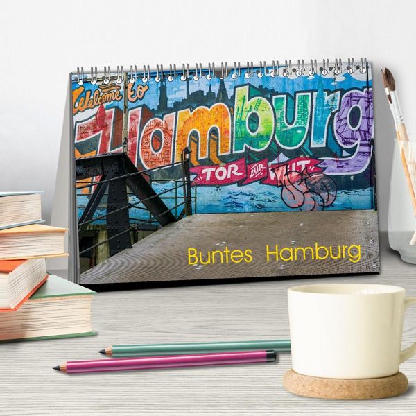 Produktbild: Buntes Hamburg (Tischkalender 2027 DIN A5 quer), CALVENDO Monatskalender