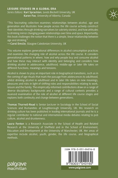 Produktbild: Alcohol, Age, Generation and the Life Course