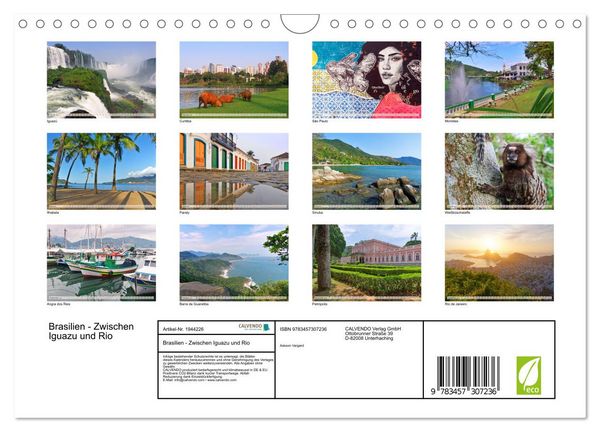 Produktbild: Brasilien - Zwischen Iguazu und Rio (Wandkalender 2026 DIN A4 quer), CALVENDO Monatskalender