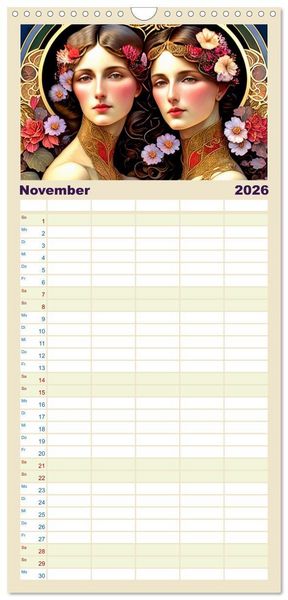 Produktbild: Familienplaner 2026 - Art Deco Freundinnen mit 5 Spalten (Wandkalender, 21 x 45 cm) CALVENDO