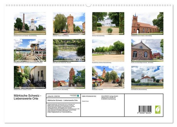 Produktbild: M&auml;rkische Schweiz - Liebenswerte Orte (hochwertiger Premium Wandkalender 2027 DIN A2 quer), Kunstdruck in Hochglanz