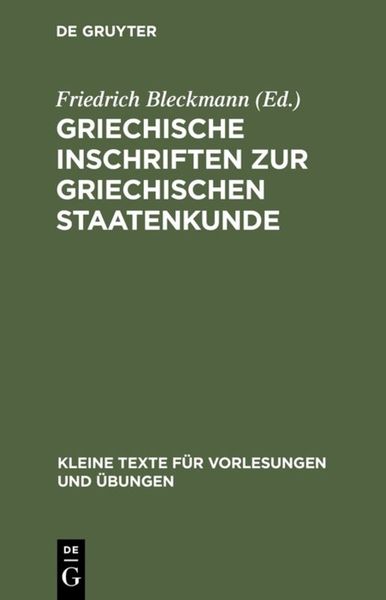 Produktbild: Griechische Inschriften zur griechischen Staatenkunde