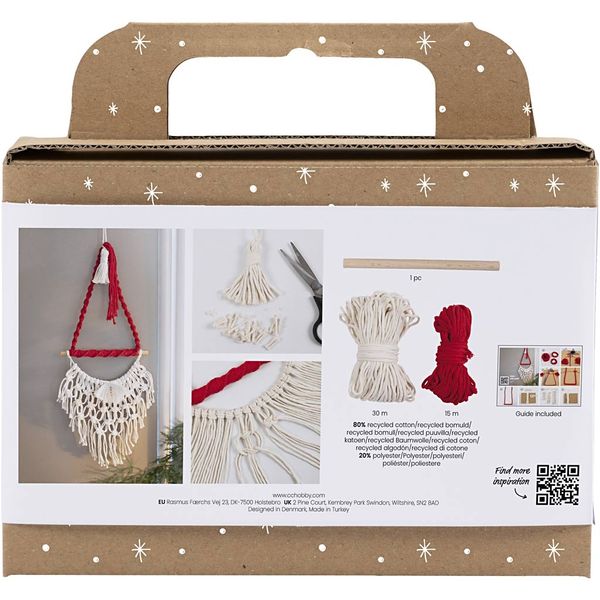 Produktbild: Creativ Company Mini Kreativ Set Macram&eacute;, Makramee, Weihnachtsmann, Weihnachtsrot, Naturwei&szlig;