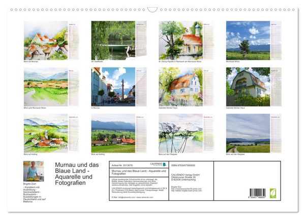 Produktbild: Murnau und das Blaue Land - Aquarelle und Fotografien (Wandkalender 2026 DIN A2 quer), CALVENDO Monatskalender